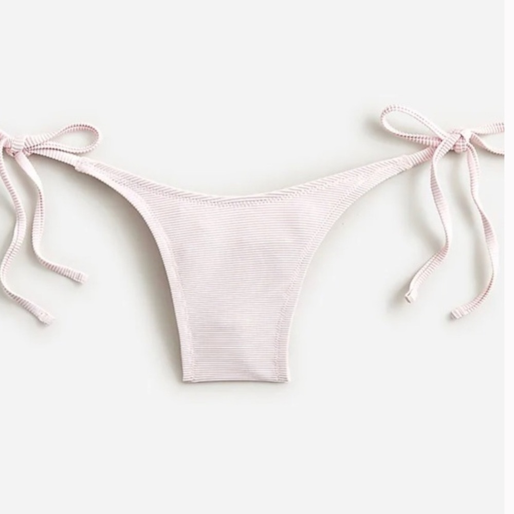 J.Crew Women’s Ribbed Curved Waist Cheeky String Bikini Bottoms Size Small